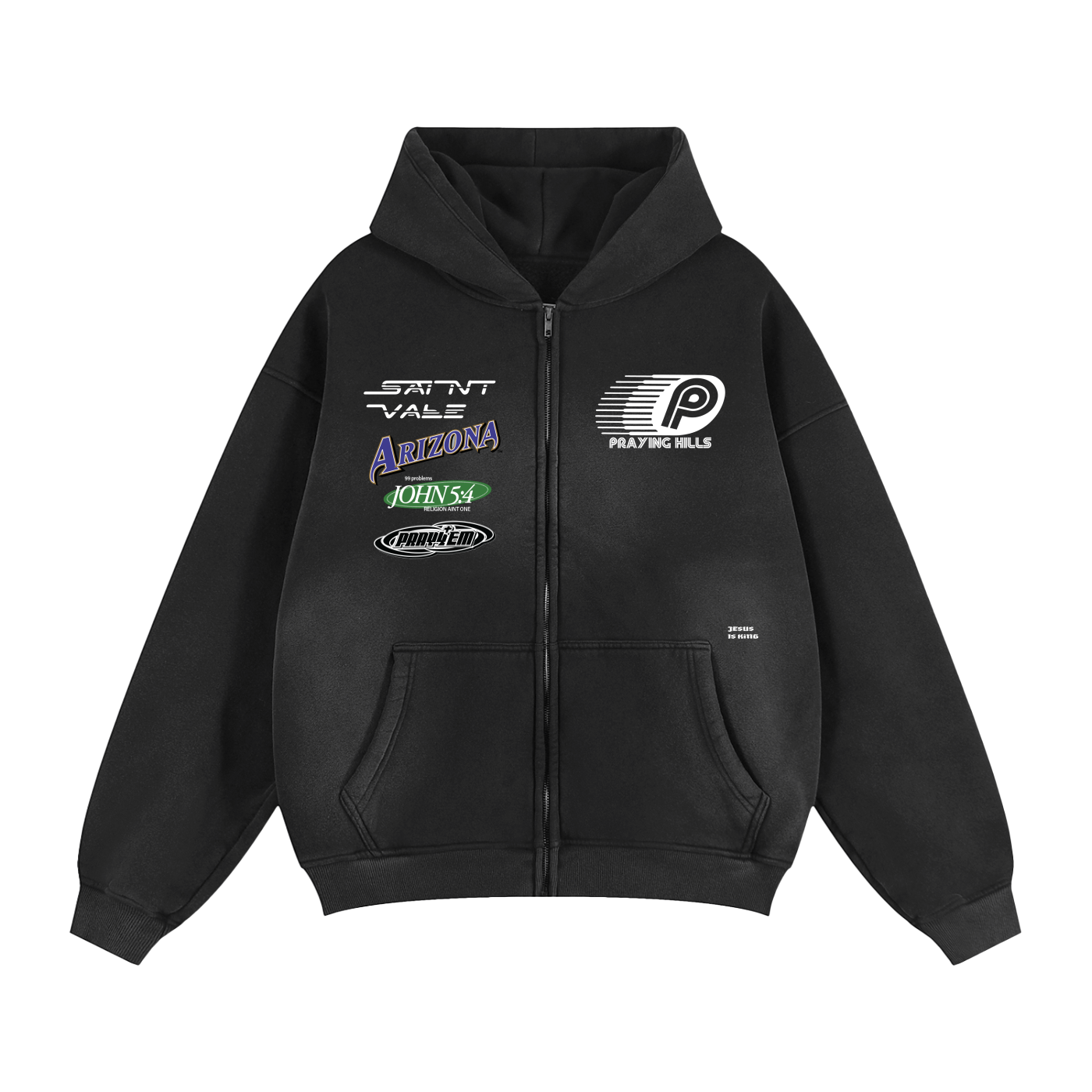 Sunfade Two-way Zipper Boxy Fleece Hoodie